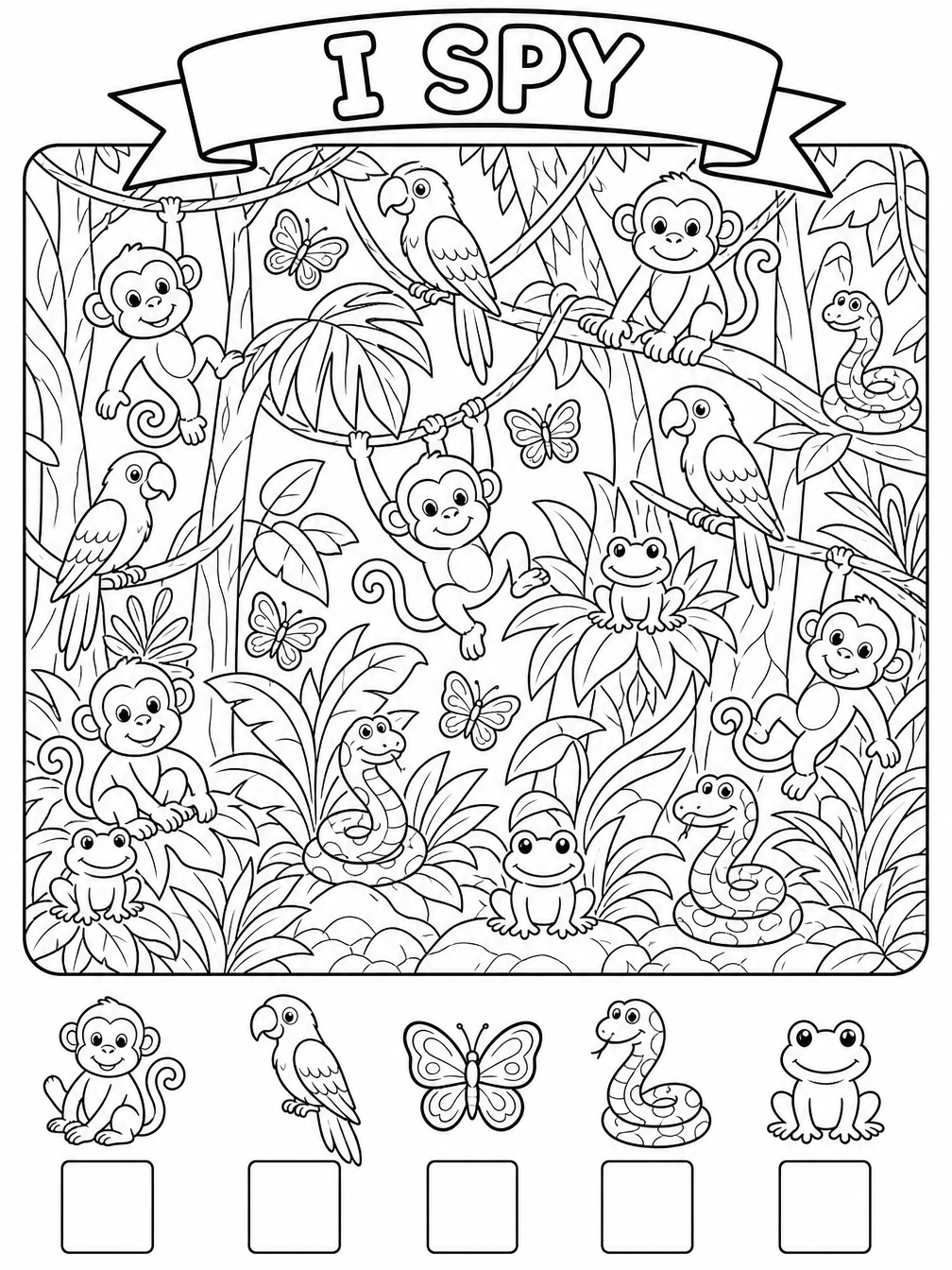 I Spy Jungle printable sheet