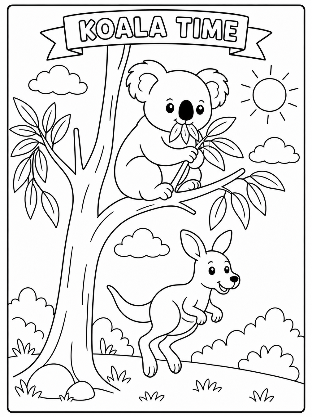 Koala in the Gum Tree printable sheet