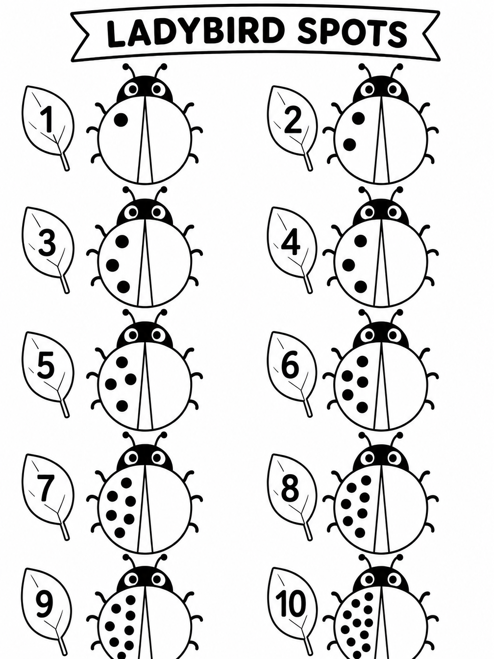 Ladybird Spots printable sheet