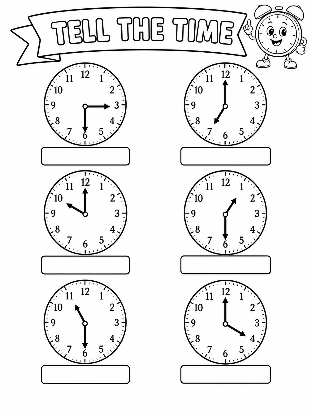 Tell the Time printable sheet