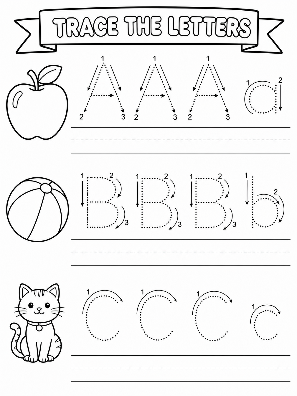 Trace the Letters printable sheet